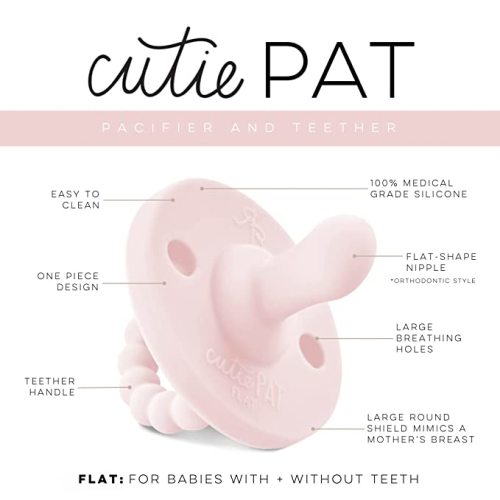 Ryan & Rose Cutie PAT Pacifier Teether (Flat, Pink)