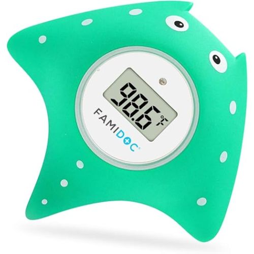 Baby Bath Thermometer with Room Thermometer - Famidoc FDTH-V0-22 New Upgraded Sensor Technology for Baby Health Bath Tub Thermometer Floating Toy Thermometer (Blue)