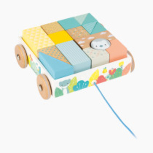 Janod Pull-Along Blocks Cart Wooden Toy - Along Blocks Cart