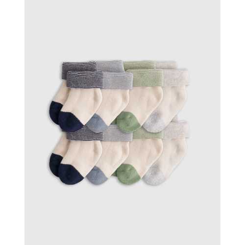 Organic Cotton Socks 8-Pack in Navy/Light Blue/Green/Grey