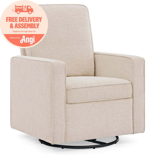 Delta Children Noah Upholstered Swivel Glider with Stain-Resistant Performance Fabric- Greenguard Gold Certified, Almond