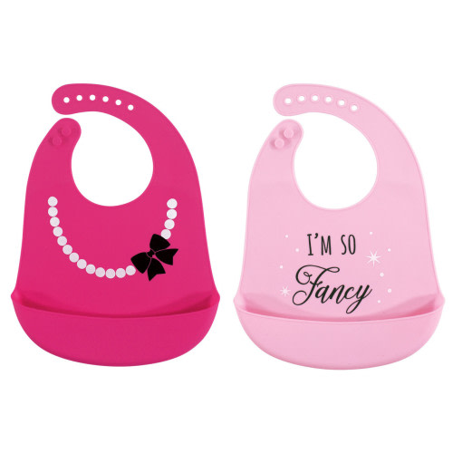 Hudson Baby Silicone Bibs, Fancy