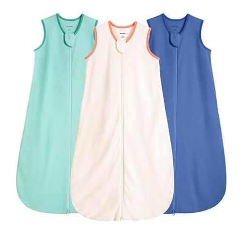 Baby Sleep Sack 6-12 Months 100% Cotton 0.5 Tog 2-Way Zip 3 Pack | Baby Wearable Blanket for Infant Breathable Soft Summer Lightweight Sleep Sacks