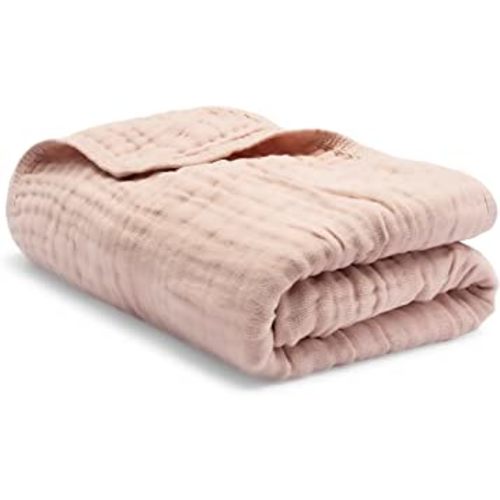 Comfy Cubs Baby Muslin Blanket, Swaddle for Newborns and Toddlers, Large 40” x 40” Cover, 6-Layer Plush Softness for Infant Swaddling, Receiving, or Tummy Time, Shower Gift (Blush, Baby - Muslin)