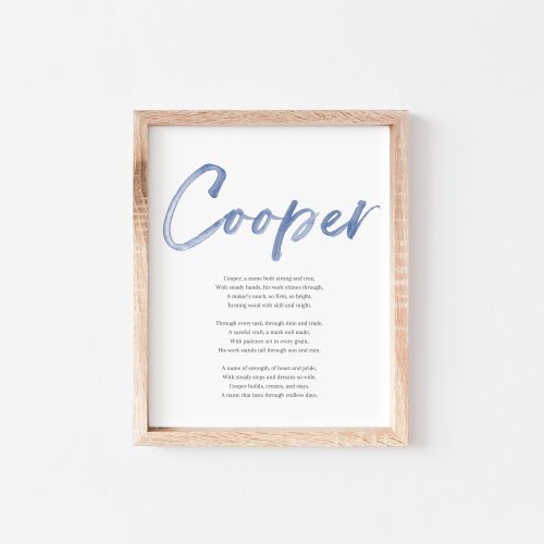 Cooper Baby Name Meaning Poem Baby Names Nursery Sign Boy Names Printable Poem Instant Digital Downloads to put in nursery