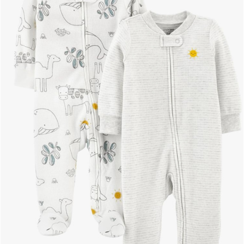 Simple Joys by Carter's Baby 2-Way Zip Thermal Footed Sleep and Play, Pack of 2
