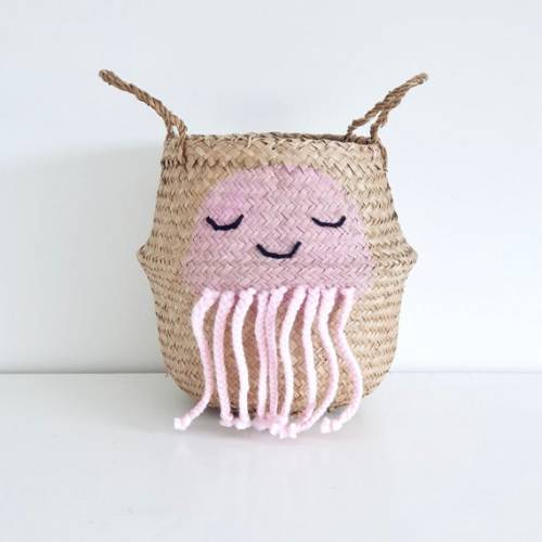Small Pink Jellyfish Seagrass Belly Basket. Under the Sea Theme Basket by Bellybambino - Etsy