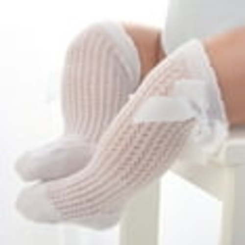Newborn Toddler Baby Girl Non-Slip Over-the-Knee Socks with Bow, Soft Cotton Lace Princess Booties