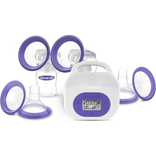 Lansinoh Smartpump 3.0 Double Electric Breast Pump, Portable and Rechargeable, Connects to Baby App, Hospital Strength Suction for Breastfeeding Moms