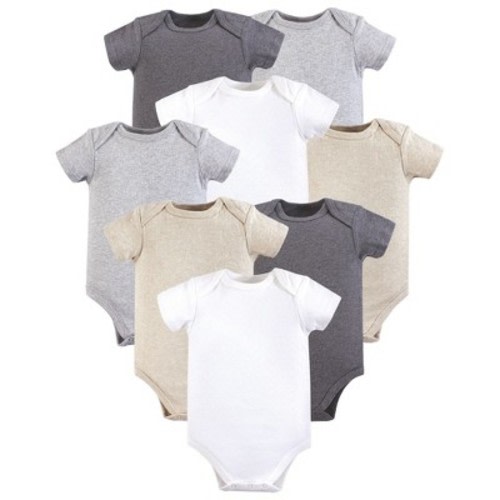 Hudson Baby Cotton Bodysuits 8pk, Heather Gray, 3-6 Months
