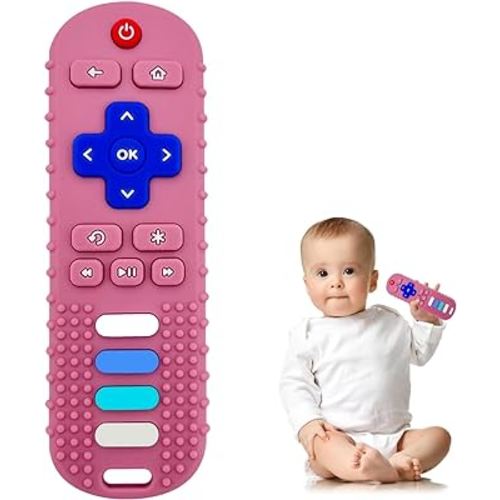 YAPROMO Baby Teething Toys,2 Pcs TV Remote Control Shape Teether Toys,Food Grade Silicine Chew Toy