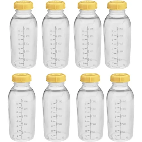 Medela Breastmilk Collection Storage Feeding Bottle with Lids-8 Pack (8 Bottles and 8 Lids)w/lid 8oz /250ml