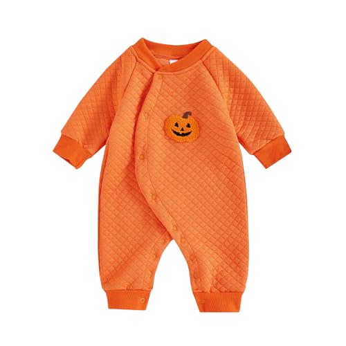 Ayalinggo Newborn Baby Girl Boy Jumpsuit Cute Halloween Pumpkin Romper Embroidery Thanksgiving Turkey Fall Winter Outfit