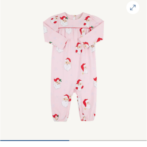 Long Sleeve Penny's Playsuit - Dear Santa (Palm Beach Pink)