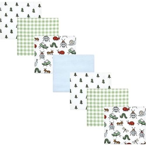 Hudson Baby Unisex Baby Cotton Flannel Receiving Blankets Bundle, Bugs, One Size