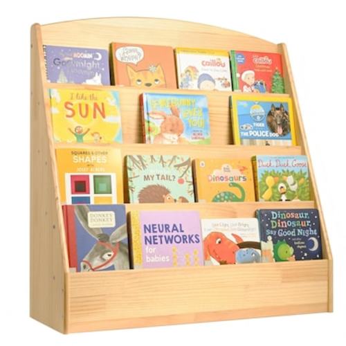 Misopily Montessori bookshelf 4 tier kids bookcase pine wood child height rounded corners sturdy UV finish 31-1/2 D x 11-4/5 W x 31-1/2 H 1 Piece in the Kids Bookcases department at Lowes.com