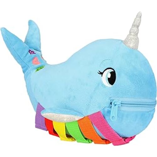 Buckle Toys - Bubbly Narwhal - Develop Fine Motor Skills - Sensory Learning Activity Toys - Toddler Plane Travel Essential