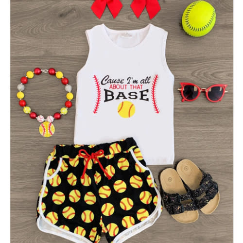 "Cause I'm All About That Base" Softball Short Set | Sparkle In Pink