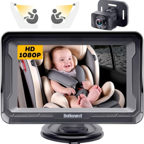 DoHonest Baby Car Camera HD 1080P - Rear-Facing Car Baby Monitor with Night Vision, Adjustable View Angle, Easy Setup, Anti-Glare Display, Safety for Kids & Infants