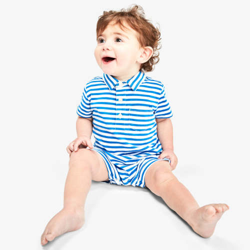 Baby polo shortie in mini stripe