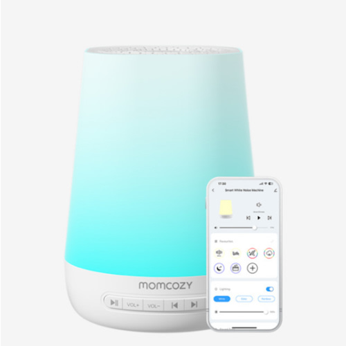 Baby Sound Machine, Momcozy White Noise Machine for Baby Sleeping with Night Light, Toddler Sleep Trainer with 34 Soothing Sounds, Timer, App Remote Control, Personal Sleep Routine (Blue)