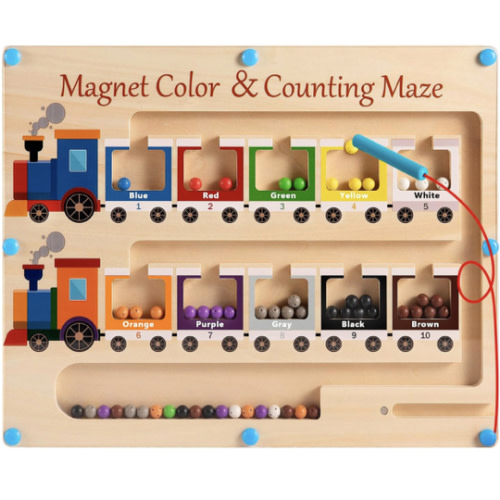 Amazon.com: Magnetic Color and Number Maze Board Wooden Montessori Fine Motor Skills Toys for 2 3 Year Old Preschool Learning Activities