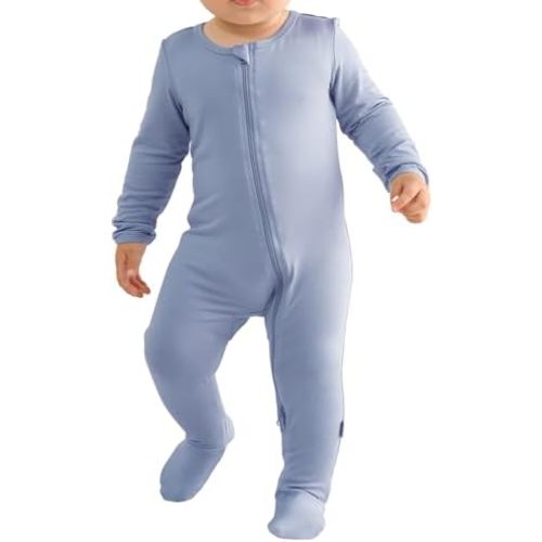 Long Sleeve Baby Footies Bamboo Rayon Romper Infant Double Zipper One-Piece Clothes Boys Girls Outfits