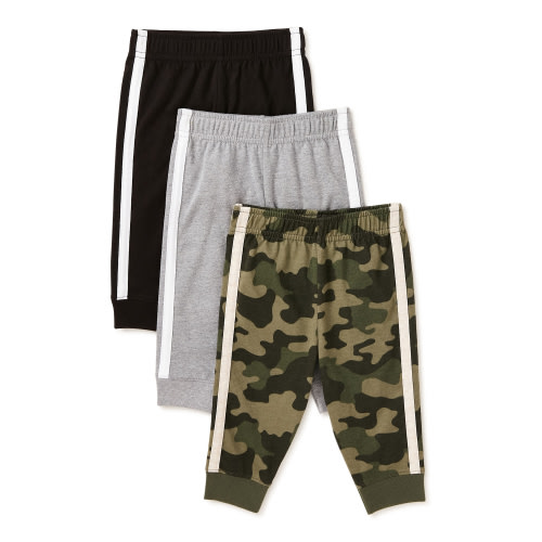 Garanimals Baby Boy Basic Taped Jogger Pants, 3-Pack, Sizes 0/3M-24M