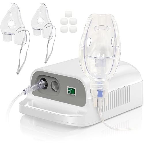Nebulizer Machine for Adults & Kids - Portable Nebulizer Machine for Breathing with Mouthpiece and Mask, Desktop Compressor Nebulizer & Jet Nebulizers for Home Use Hailie Sensor NF0106