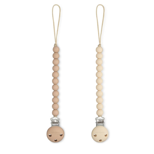 Comfy Cubs Pacifier Clips 2 Pack - 100% Food Grade Silicone Baby Pacifier Clips, BPA & PVC Free - CPSIA Certified, Lightweight and Flexible Baby Gifts - Beige & Light Beige