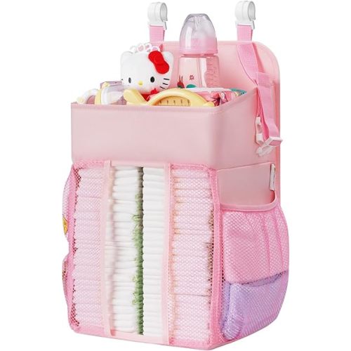 Maliton Hanging Diaper Caddy Nursery Caddy Organizer for Playard, Wall or Crib, Diaper Stacker with Baby Essentials Storage