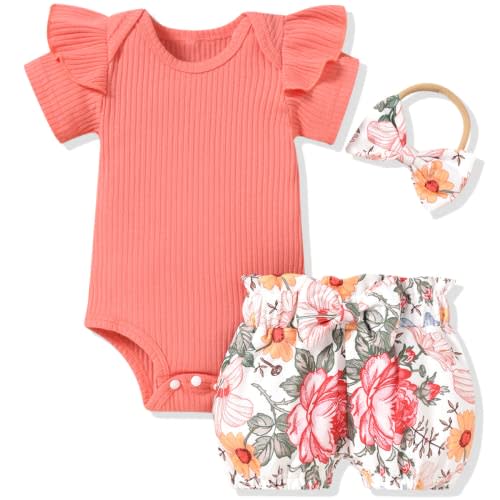 Aalizzwell Baby Girls Ribbed Bodysuit Bloomer Shorts Outfits Summer Clothes