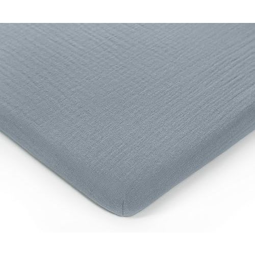 Comfy Cubs Muslin Bassinet Sheet - 100% Soft Cotton Fabric, Breathable & Gentle for Baby’s Sensitive Skin - Universal Fit with Secure Elastic Edging, Gift-Ready Packaging - Pacific Blue