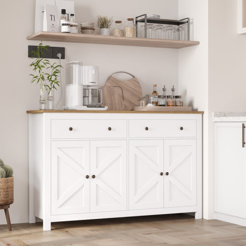 Laurel Foundry Modern Farmhouse® Zosia 55.1" Modern Sideboard Buffet, Credenza Storage Cabinets, Adjustable Shelves & Reviews | Wayfair
