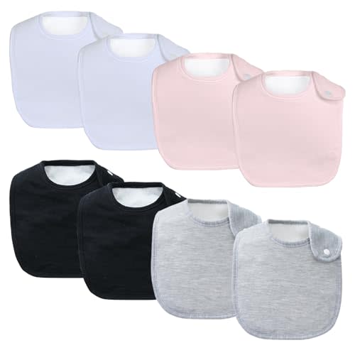 lazyrhino 8 Pack Baby Bibs Unisex Adjustable Drooling Bibs with Snaps Ultra Soft Absorbent Teething Bibs for Boys and Girls