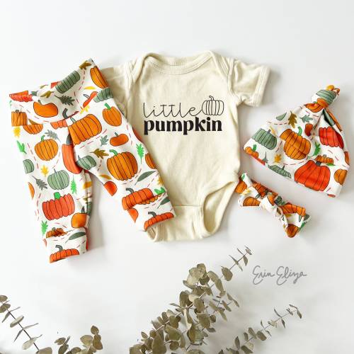 Newborn Long-Sleeved 4pc Set - Little pumpkin coming home outfi