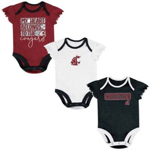 Ncaa Washington State Cougars Infant Girls' 3pk Bodysuit Set - 0-3m
