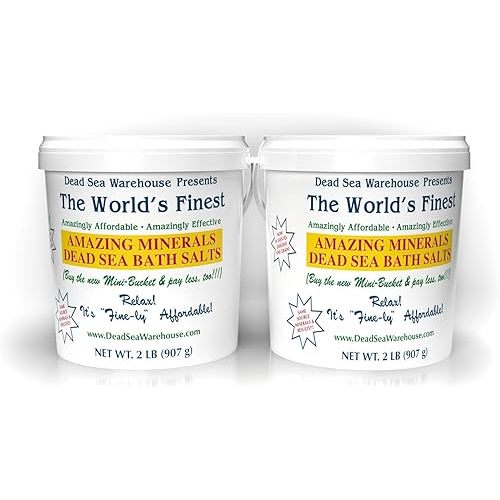 Dead Sea Warehouse – Amazing Minerals Dead Sea Bath Salts – 2lbs – High Mineral Content – Moisturize & Soothe – Natural Muscle Tension – 2-Pack