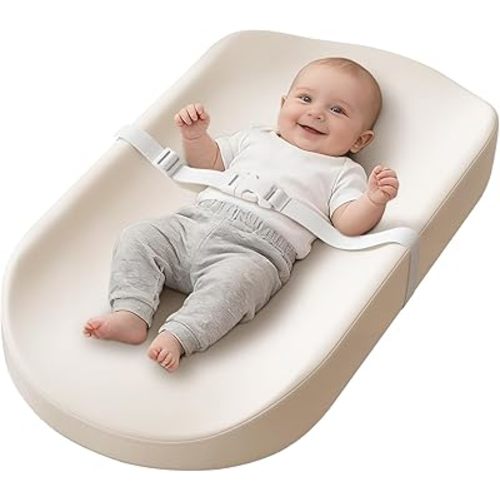 YACODAVO Baby Changing Pad with Vegan Leather Cover, Waterproof & Wipeable Changing Pad for Toddler, Flat Foam Travel Diaper Changing Pad for Dresser and Table, White