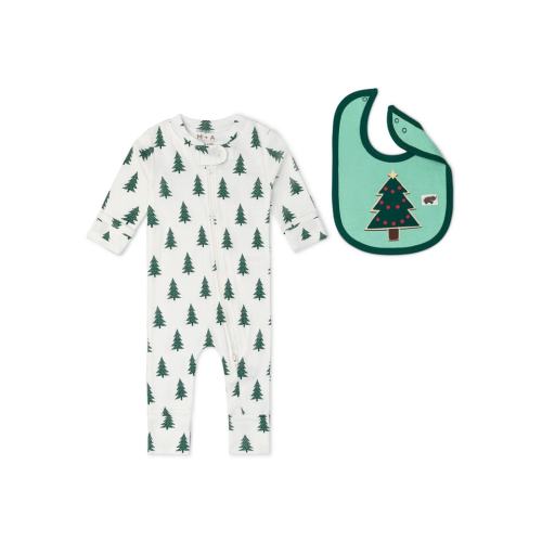 M+A by Monica + Andy Organic Cotton Baby Seasonal Coverall with Matching Bib, Sizes 0/3 Months-12/18 Months