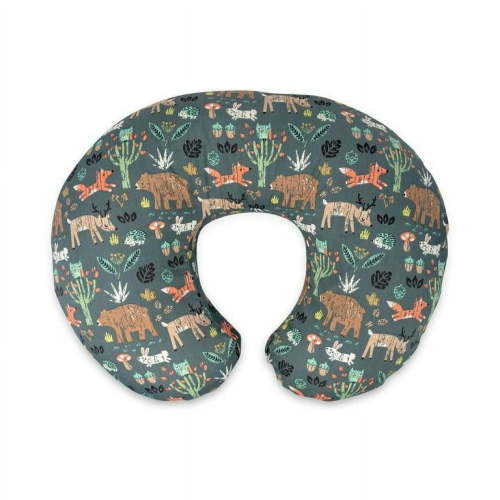 Boppy Original Infant Support Pillow with Removable Cover, Green Forest Animals for Newborns