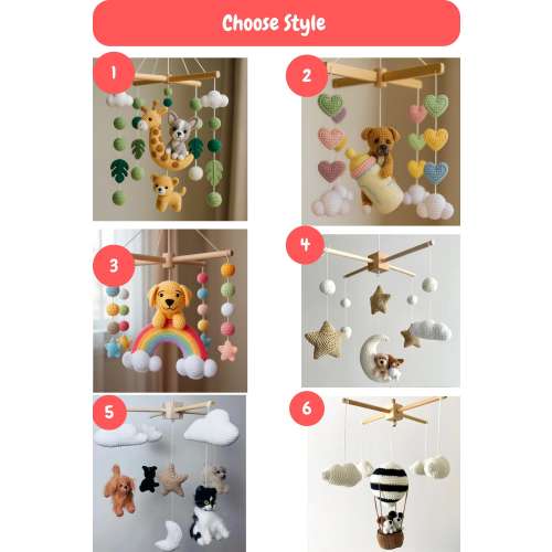 Custom Baby Mobile, Rainbow Nursery Mobile, Crib Mobile, Nursery Decor, Puppy Nursery Decor, Baby Shower Gift,, Christmas Gifts