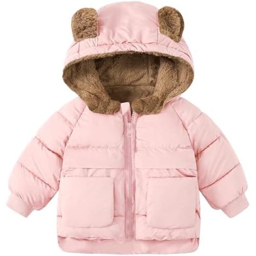TUONROAD Baby Girls Coats for 6 Months-5 Years Toddlers Boy Winter Jacket Warm Bear Hooded Outdoor Coats Size 5