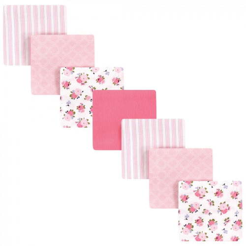 Luvable Friends Baby Girl Cotton Flannel Receiving Blankets, Garden 7-Pack, One Size