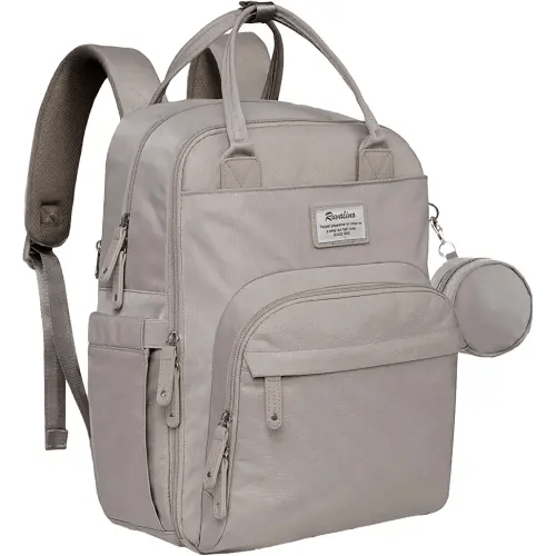 RUVALINO Diaper Bag Backpack - Multifunction Waterproof Travel Backpack, Maternity Baby Bag with Changing Pad & Stroller Ring & Pacifier Case - Travel Essentials & Baby Registry Search - Clay