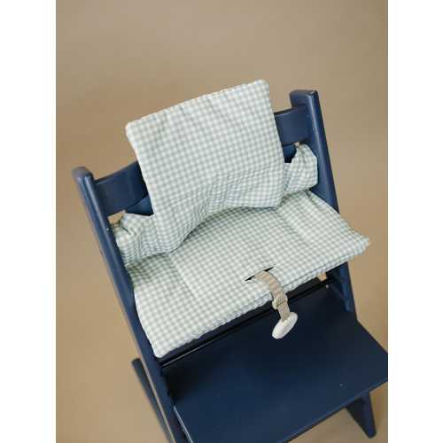 Sage Green Gingham Cushion for the Stokke Tripp Trapp Highchair - Wipeable Cover - Baby Highchair Accessories