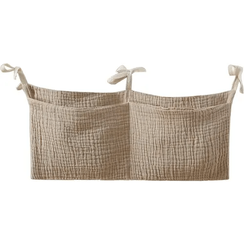 Bedside Hanging Bags Milk Bottle Bib-Storage Bag Crib Bag Baby Nappy Dormitory Bed-Bunk Organizing Nappy-bags Organizer, light khaki