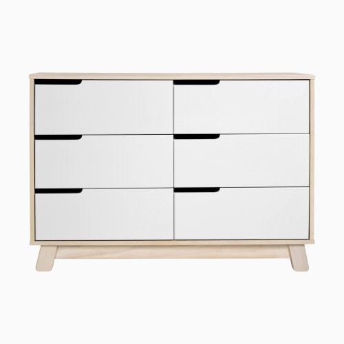 babyletto Hudson 6-Drawer Double Dresser - Washed Natural / White