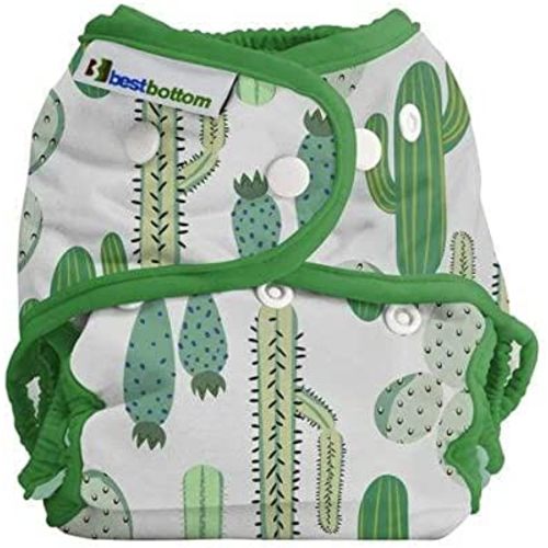 Best Bottom Regular All in Two Diaper Cover | Adjustable Snap Cloth Diapers for Babies | Eco Friendly Reusable Diapers with Waterproof Gussets | Newborns Thru Toddlers 8-35+ Lbs. (Prickly Cactus)