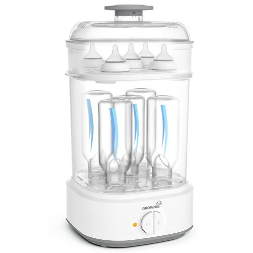 Grownsy Baby Bottle Steam Sterilizer with Timer for Baby Bottles, Pacifiers, Pump Part,Toys White
